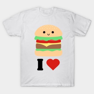 I love Hamburger Kawaii design T-Shirt